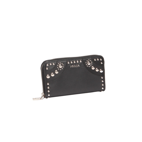 PRADA Studded Leather Zip Around Wallet - Picture 3 of 12